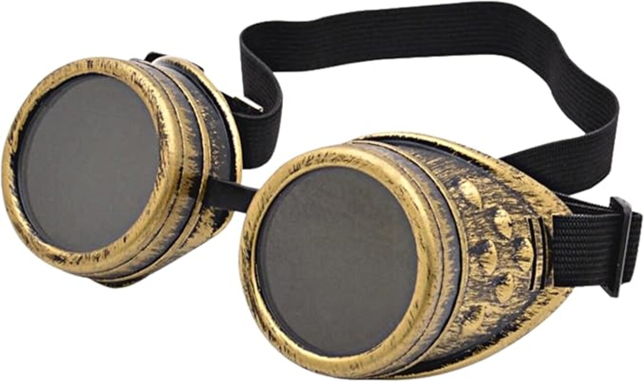 4E's Novelty Steampunk Goggles for Women & Men – Brass Vintage Steam Punk Glasses Costume Accessory for Mad Scientist, Victorian, Renaissance, Cosplay, Halloween, Rave, Cyberpunk, and Retro Outfits